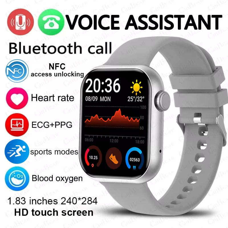 NFC ECG+PPG Sports Fitness Smartwatch Men Temperature Monitoring Heart Rate Bluetooth Call Sports Smart Watch Men Women 2024 New
