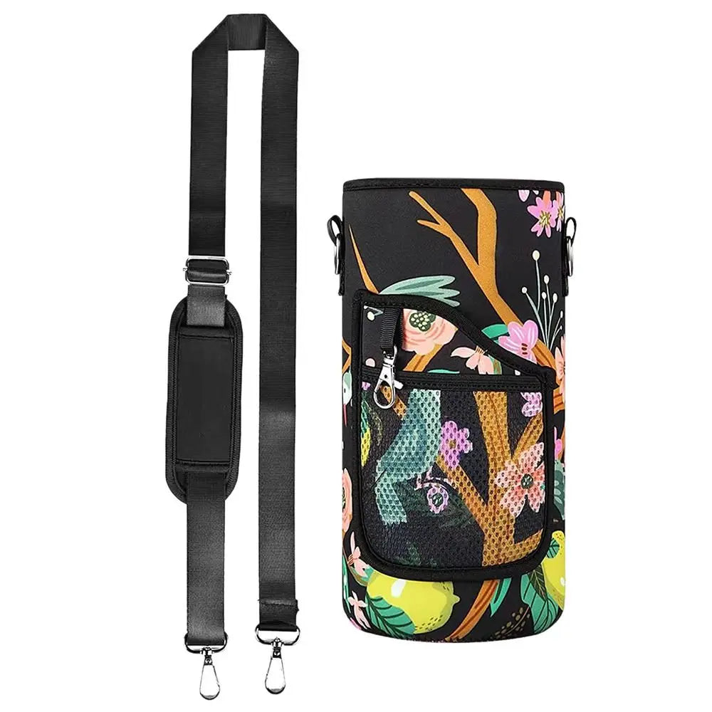 Portable Half Gallon Water Bottle Case Sleeve Sports Insulation Water Bottle Covers Pouch with Strap Cellphone Holder Bottle Bag