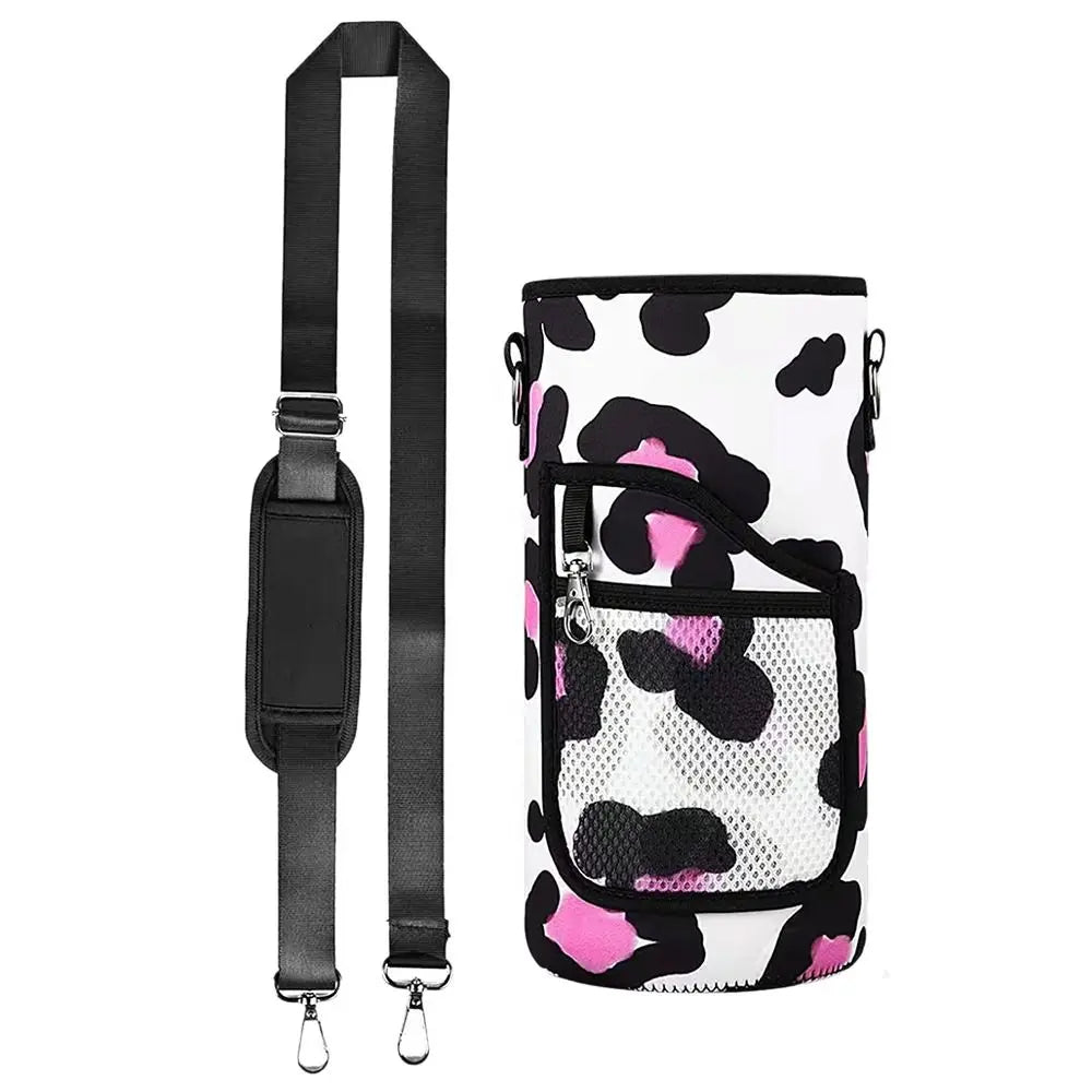 Portable Half Gallon Water Bottle Case Sleeve Sports Insulation Water Bottle Covers Pouch with Strap Cellphone Holder Bottle Bag