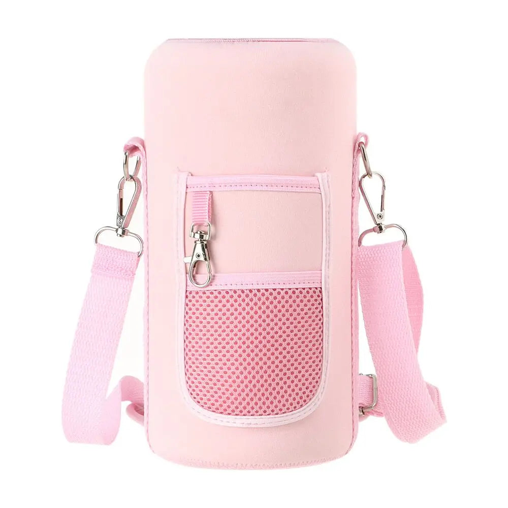Portable Half Gallon Water Bottle Case Sleeve Sports Insulation Water Bottle Covers Pouch with Strap Cellphone Holder Bottle Bag