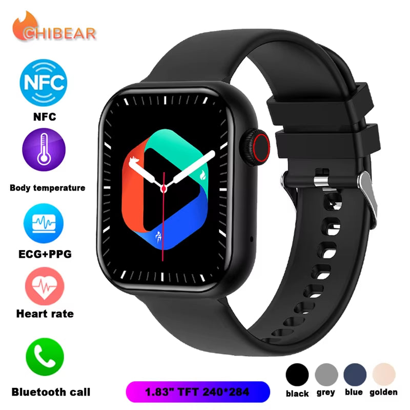 NFC ECG+PPG Sports Fitness Smartwatch Men Temperature Monitoring Heart Rate Bluetooth Call Sports Smart Watch Men Women 2024 New