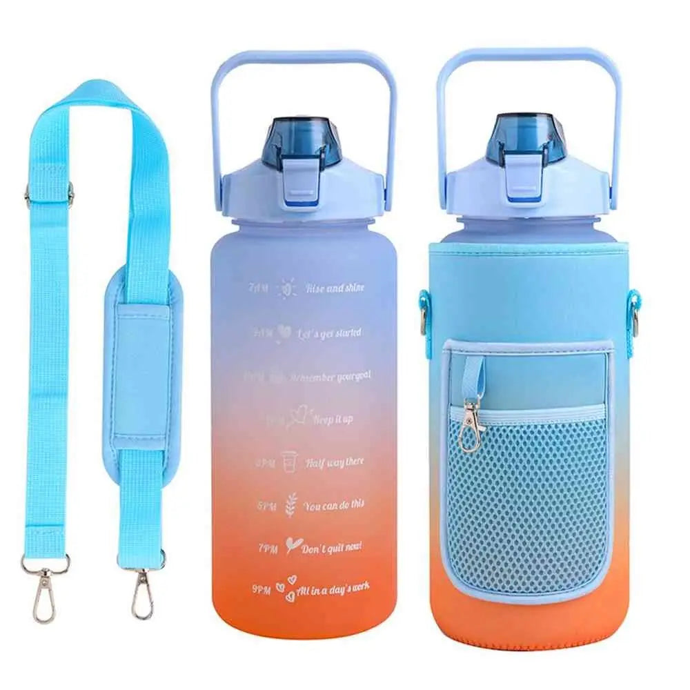 Portable Half Gallon Water Bottle Case Sleeve Sports Insulation Water Bottle Covers Pouch with Strap Cellphone Holder Bottle Bag