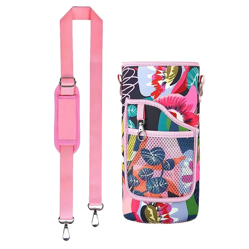 Portable Half Gallon Water Bottle Case Sleeve Sports Insulation Water Bottle Covers Pouch with Strap Cellphone Holder Bottle Bag