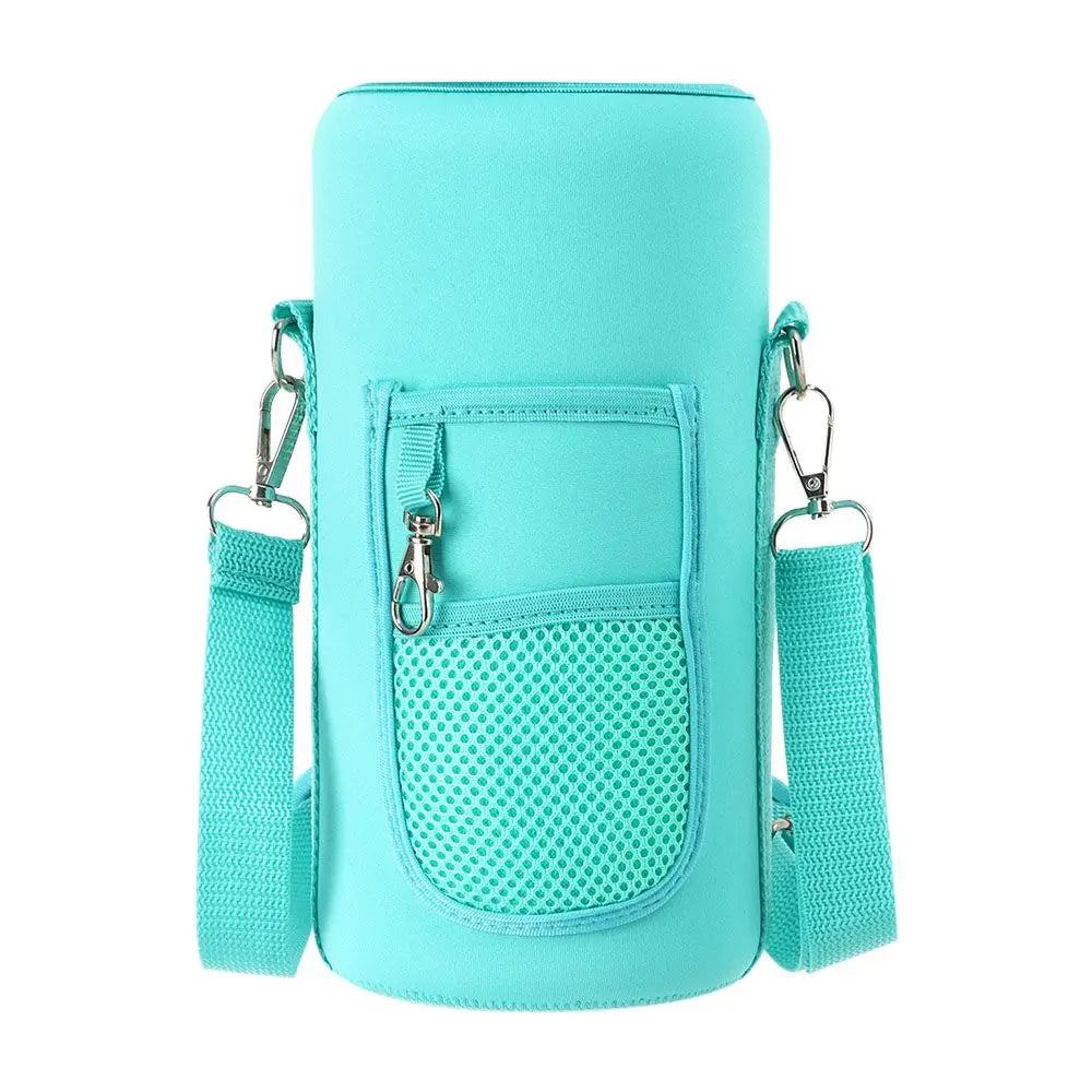 Portable Half Gallon Water Bottle Case Sleeve Sports Insulation Water Bottle Covers Pouch with Strap Cellphone Holder Bottle Bag