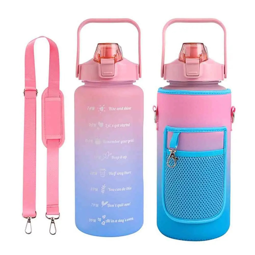 Portable Half Gallon Water Bottle Case Sleeve Sports Insulation Water Bottle Covers Pouch with Strap Cellphone Holder Bottle Bag