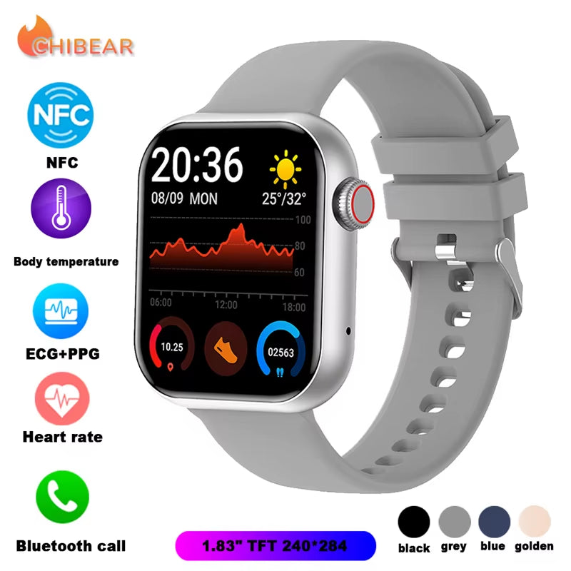 NFC ECG+PPG Sports Fitness Smartwatch Men Temperature Monitoring Heart Rate Bluetooth Call Sports Smart Watch Men Women 2024 New