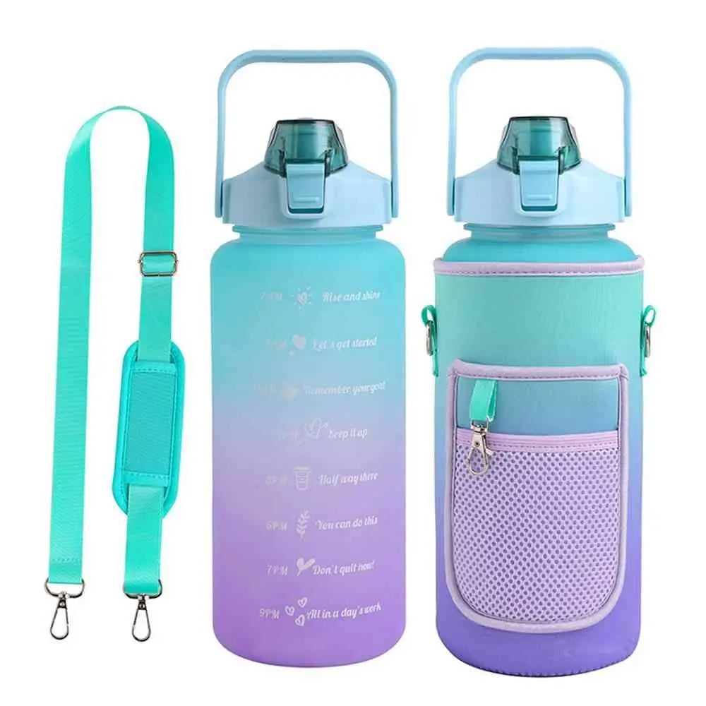 Portable Half Gallon Water Bottle Case Sleeve Sports Insulation Water Bottle Covers Pouch with Strap Cellphone Holder Bottle Bag