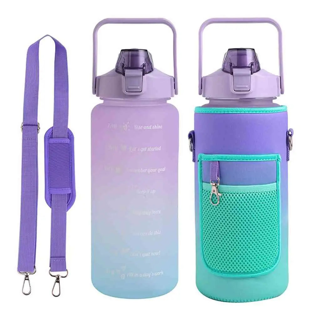 Portable Half Gallon Water Bottle Case Sleeve Sports Insulation Water Bottle Covers Pouch with Strap Cellphone Holder Bottle Bag