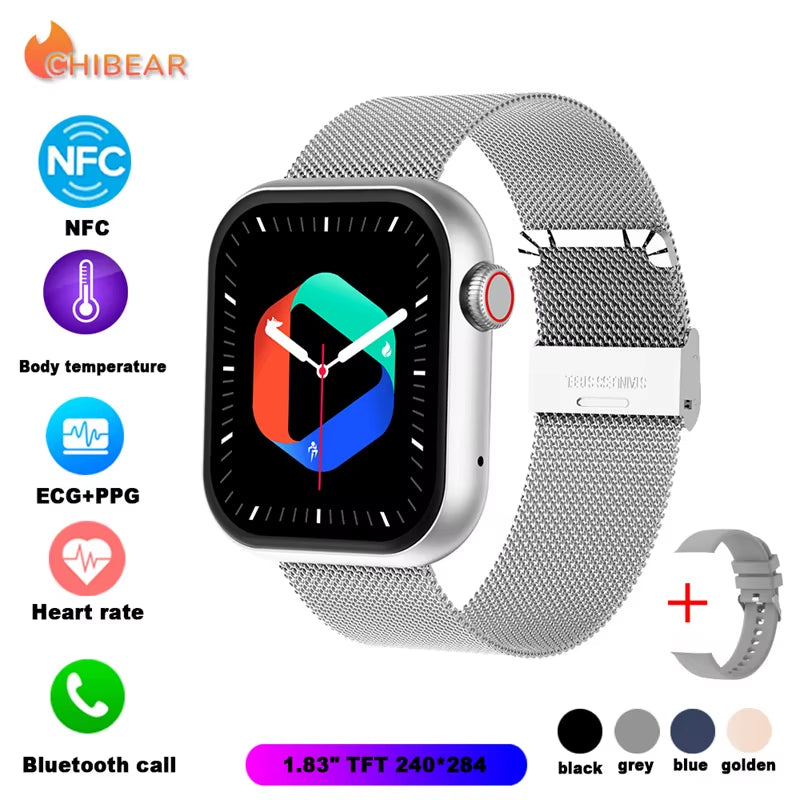 NFC ECG+PPG Sports Fitness Smartwatch Men Temperature Monitoring Heart Rate Bluetooth Call Sports Smart Watch Men Women 2024 New