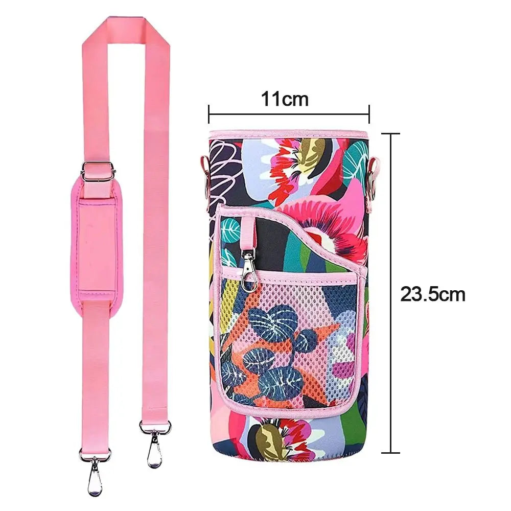 Portable Half Gallon Water Bottle Case Sleeve Sports Insulation Water Bottle Covers Pouch with Strap Cellphone Holder Bottle Bag