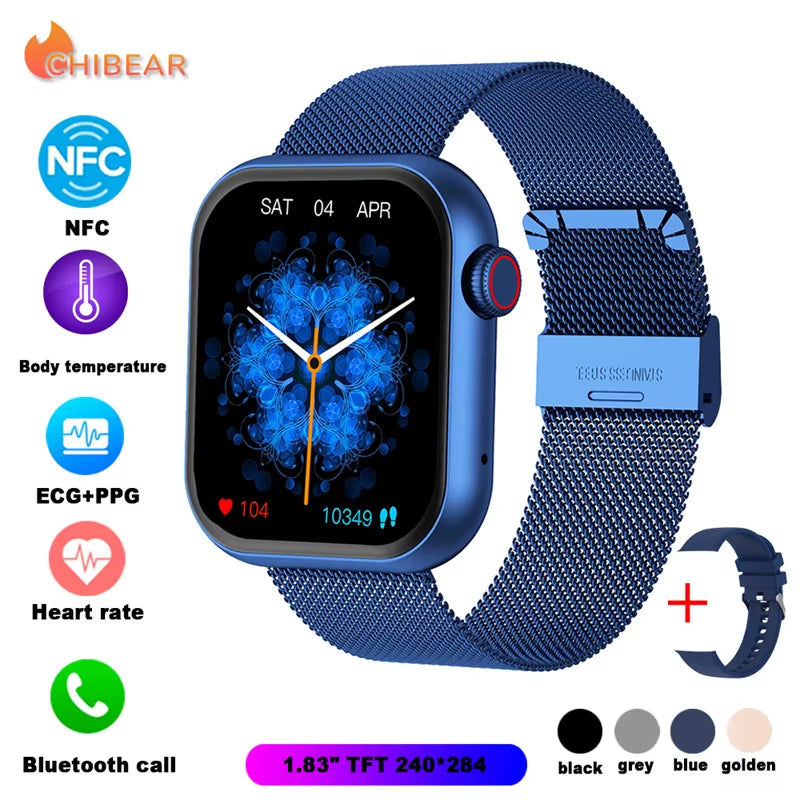NFC ECG+PPG Sports Fitness Smartwatch Men Temperature Monitoring Heart Rate Bluetooth Call Sports Smart Watch Men Women 2024 New