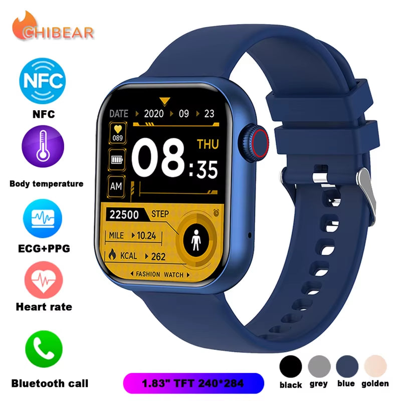 NFC ECG+PPG Sports Fitness Smartwatch Men Temperature Monitoring Heart Rate Bluetooth Call Sports Smart Watch Men Women 2024 New