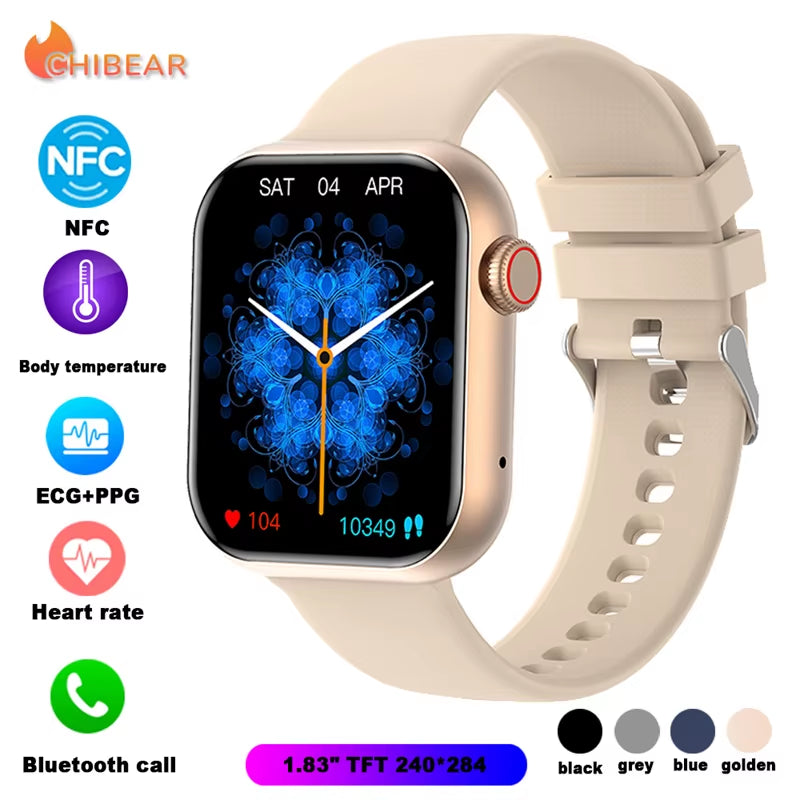 NFC ECG+PPG Sports Fitness Smartwatch Men Temperature Monitoring Heart Rate Bluetooth Call Sports Smart Watch Men Women 2024 New